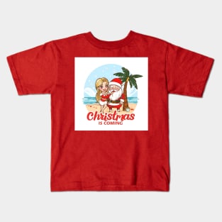 Santa on the beach Kids T-Shirt